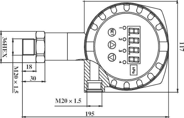 BPZK03-1 インテリジェント圧力スイッチ 116mm ダイア電子差圧スイッチ 1